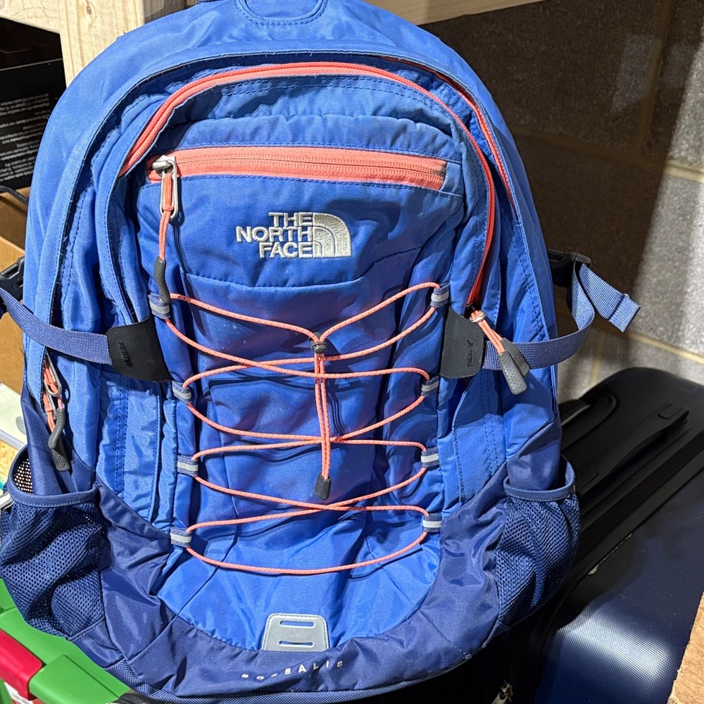 The North Face Royal Blue Backpack with Coral Highlights